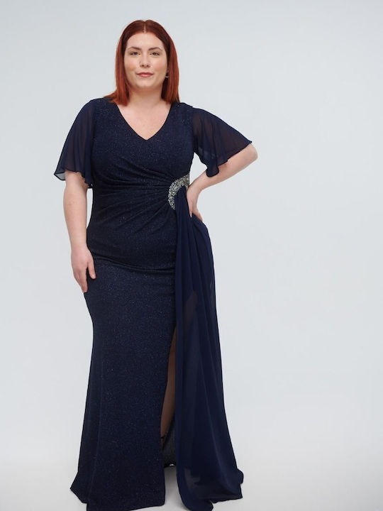 Fibes Summer Maxi Evening Dress Blue