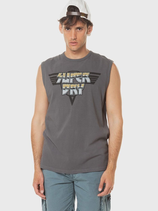 Superdry Rock Graphic Band Men's Sleeveless Blouse Gray