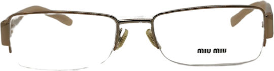 Miu Miu Weiblich Metallisch Brillenrahmen Gold MU 62FV 7OE1O1