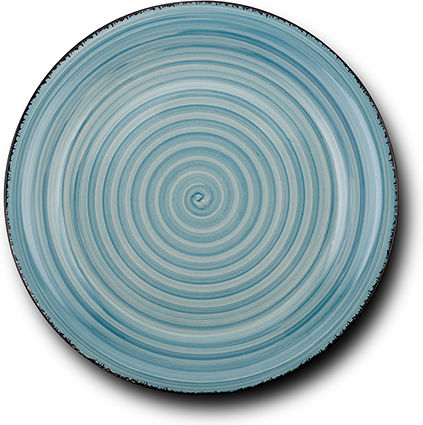 Nava Lines Faded Blue Plate Desert Ceramic Green with Diameter 19.5cm