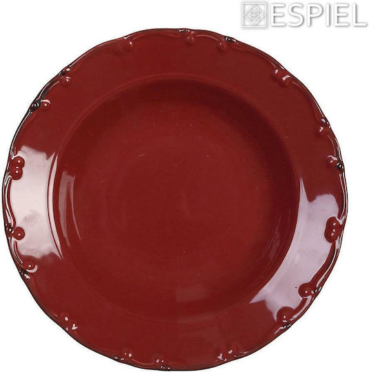 Espiel Liana Teller Suppe aus Porzellan Rot mit Durchmesser 23cm