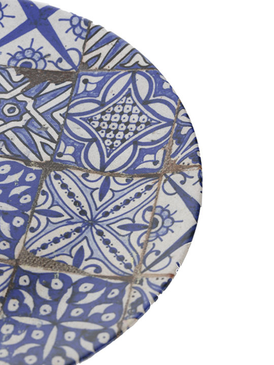 ArteLibre Maiolica Plate Shallow made of Porcelain Blu Opaco with Diameter 26cm
