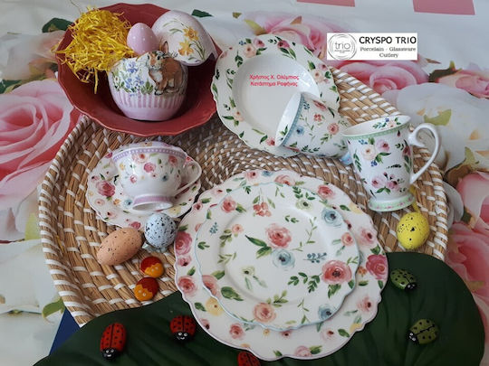Cryspo Trio Primavera Plate Desert made of Porcelain Beige with Diameter 21cm