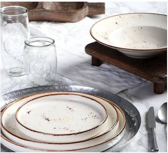 Espiel Terra Plate Pasta made of Porcelain Cream with Diameter 27cm