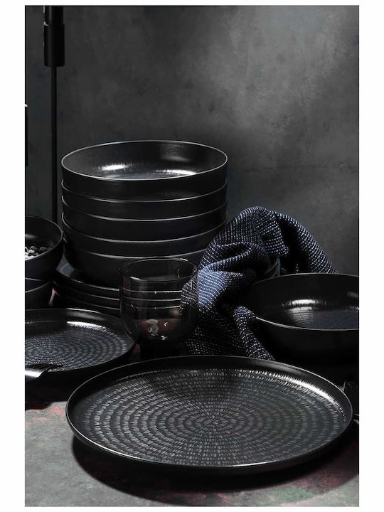 Max Home Capri Πιάτο Γλυκού από Πορσελάνη Μαύρο με Διάμετρο 19cm