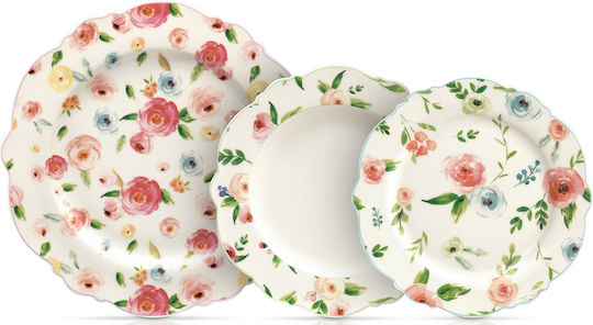 Cryspo Trio Primavera Plate Soup made of Porcelain Beige with Diameter 22cm
