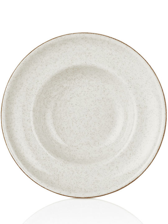 By Bone Effect Plate Soup made of Porcelain White with Diameter 27cm 6pcs
