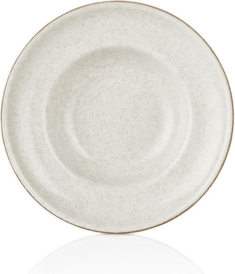 By Bone Effect Plate Soup made of Porcelain White with Diameter 27cm 6pcs