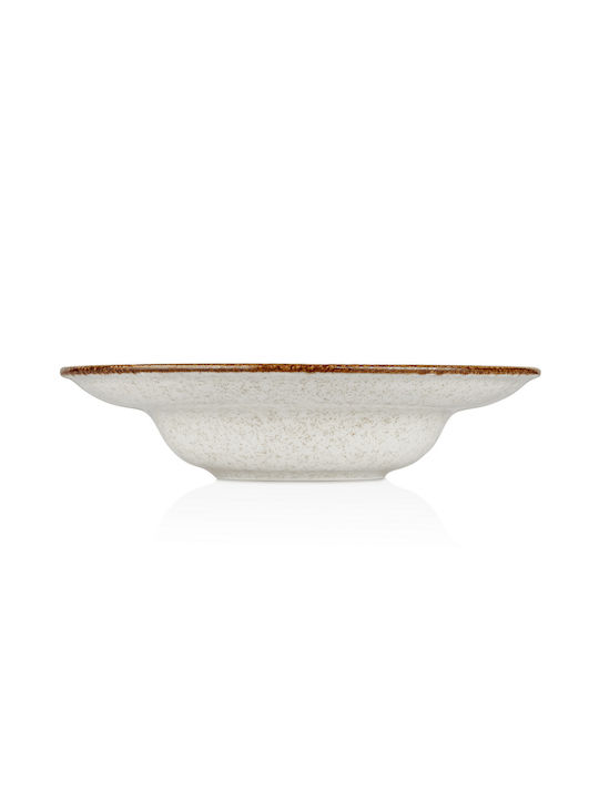 By Bone Effect Plate Soup made of Porcelain White with Diameter 27cm 6pcs