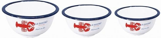 Artekko Serving Bowl Round Metal White 3pcs