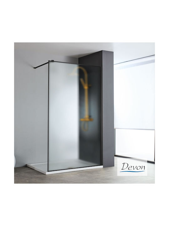 Devon Iwis Walk-in Shower Screen for Shower with Sliding Door 87-89x185cm Clear Glass Black Matt