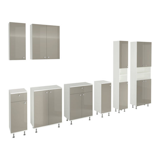 Zaria Bathroom Cabinet L30xW35xH85cm Glossy Grey/Alb