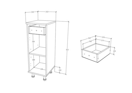 Zaria Cabinet de baie L30xA35xÎ85cm Alb