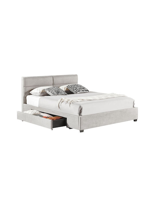 Anay Κρεβάτι Υπέρδιπλο Επενδυμένο με Ύφασμα Γκρι για Στρώμα 160x200cm