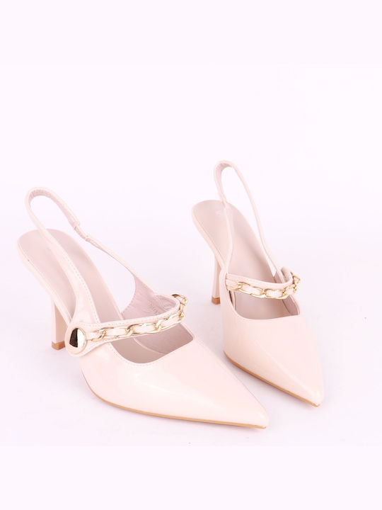 Alta Moda Patent Leather Beige Heels