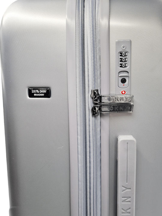 DKNY Valiză Mare De Călătorie Dură Argintie Cu 4 Roți Înălțime 78cm