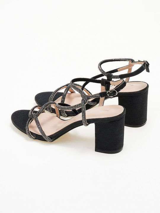 Issue Fashion Damen Sandalen mit Chunky hohem Absatz in Schwarz Farbe