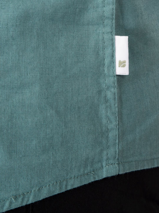 Langärmlig Leinen Hemd Teal