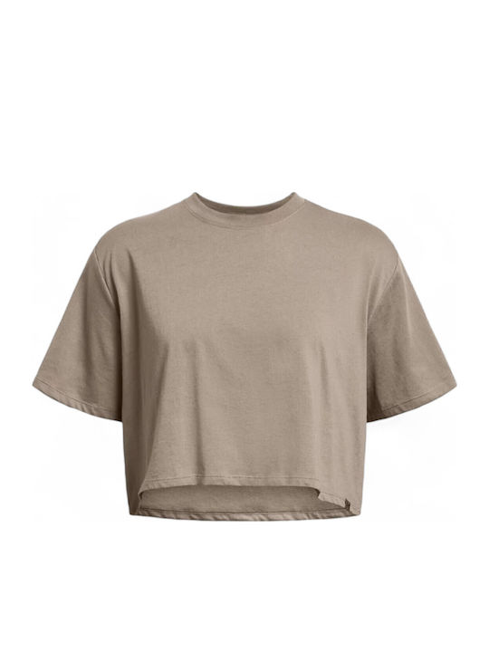 Campus Boxy Crop Γυναικείο Αθλητικό Crop Top Κοντομάνικο Καφέ