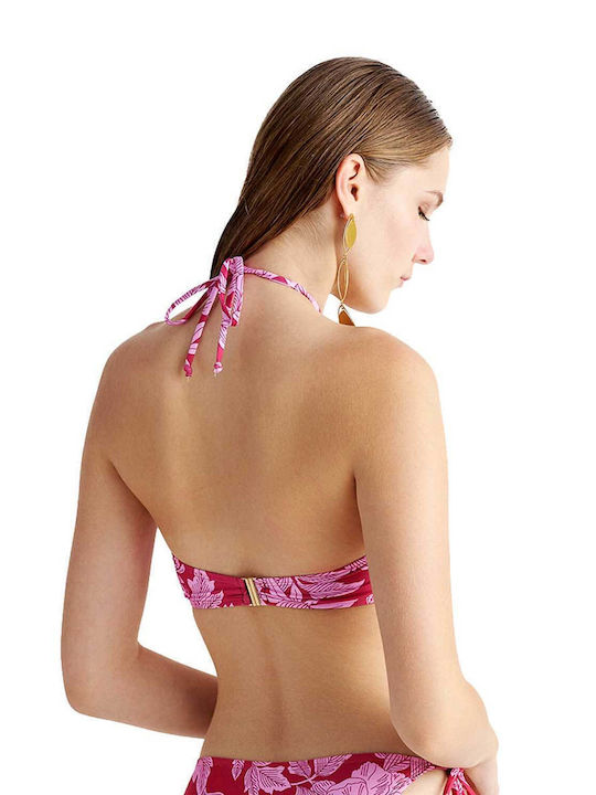 Strapless Bikini Top Floral Μπορντό