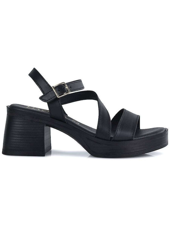 Harris Leder Damen Sandalen mit mittlerem Absatz in Schwarz Farbe