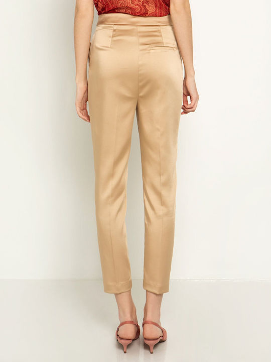 Toi&Moi Women's Satin Trousers Beige