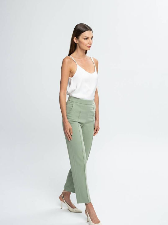 Roding Damen Hoch tailliert Stoff Hose Bay Leaf Mint