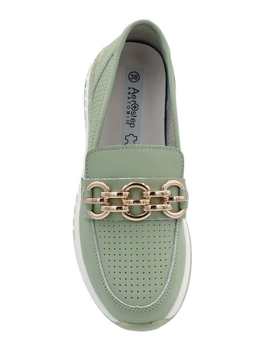 Γυναικεία Slip-On Δερμάτινα Πράσινα