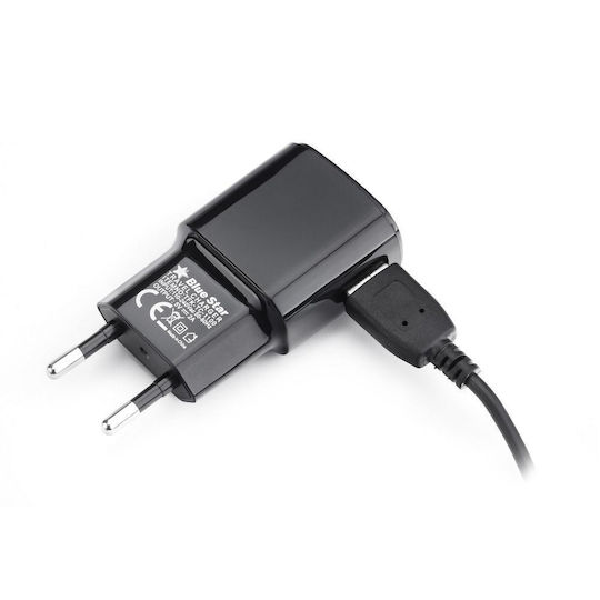 Blue Star Φορτιστής με Θύρα USB-A και Καλώδιο USB-C Μαύρος (5901737373311)