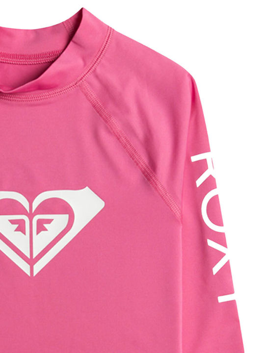 Roxy Whole Hearted Παιδικό Μαγιό Μπλούζα με Μακρύ Μανίκι Ροζ