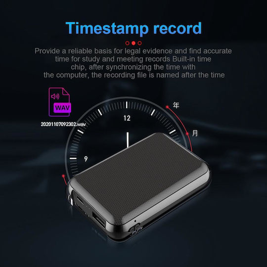 JnN Q75 Surveillance Bug Audio Recorder Power Bank Capacity 64GB