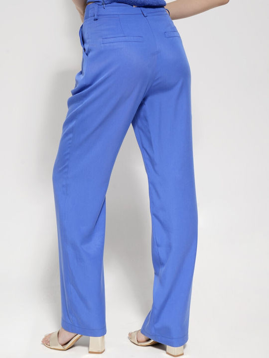 Tresor Women's High-waisted Fabric Trousers Blue