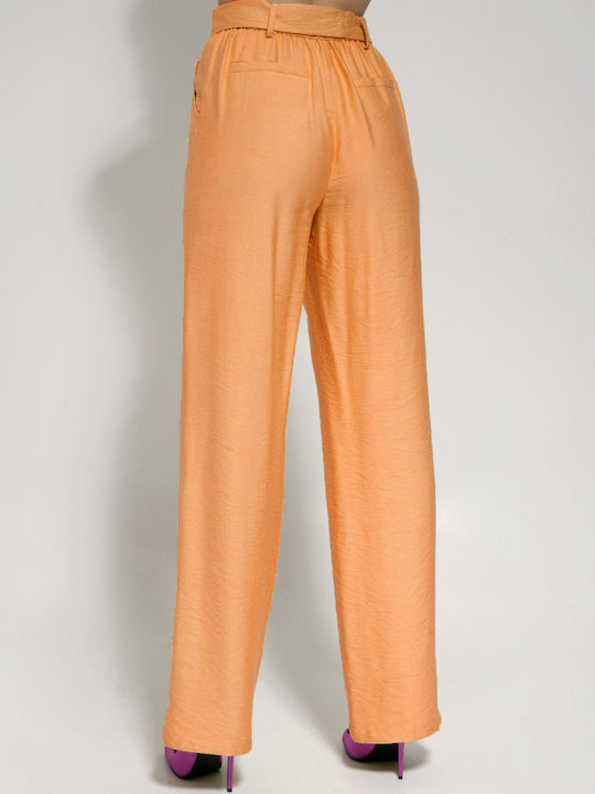 Tresor Women's Fabric Trousers Peach