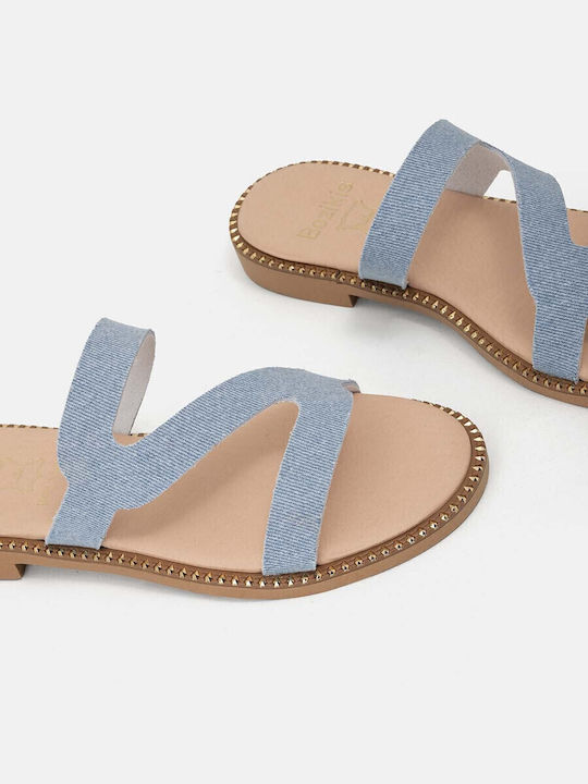 Sandale Casual Damă Din Piele Albastru Deschis