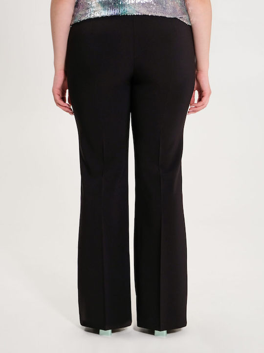 Rinascimento Women's High-waisted Fabric Trousers with Elastic Black