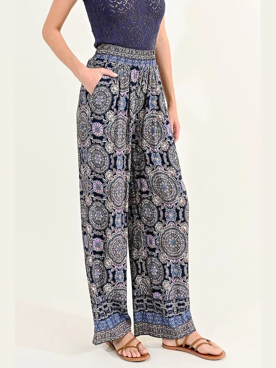 Molly Bracken Women's High-waisted Fabric Trousers in Loose Fit