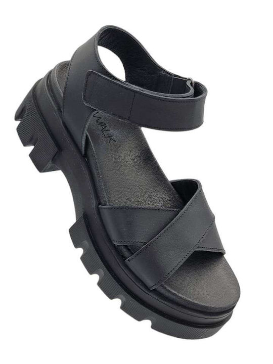 Cat Walk 400 Schwarze Ledersandalen für Damen