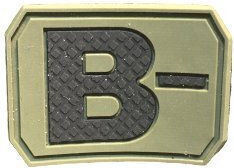 PVC Blood Type Patch Khaki A Negative