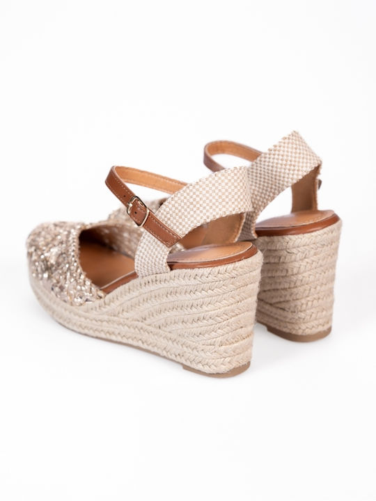 Espadrile Platforma Knitted Design Gold