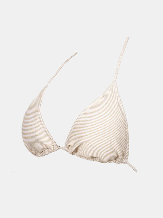 Basic Triangle Bikini-Top Rip Lurex Weiß Gold