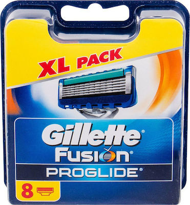 Gillette Fusion Proglide Replacement Heads with 5 Blades & Lubricious Strip 8pcs