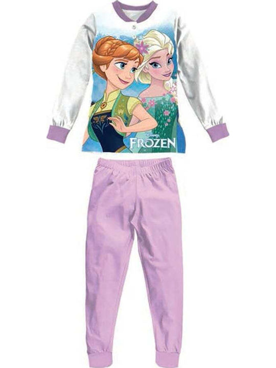 Frozen Παιδική Πιτζάμα Χειμωνιάτικη Λευκό/μωβ