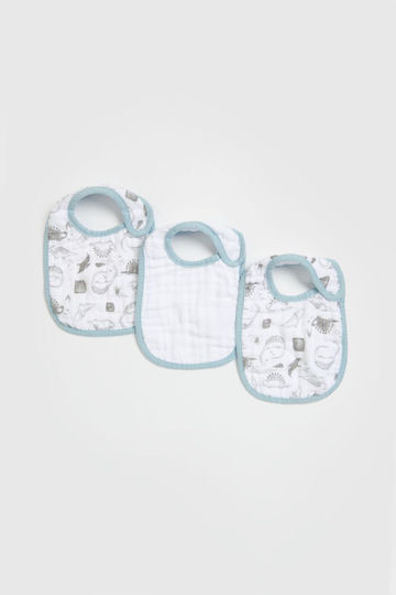 Mothercare Δεινοσαυράκια Σαλιάρα Υφασμάτινη Μπλε 3τμχ