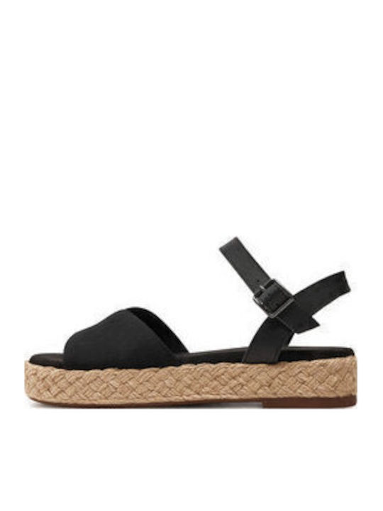 Espadrilles Flache Sandalen für Damen in Schwarz Farbe