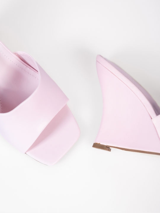 Wedge Heel Mules Pink