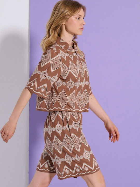 Women's Set with Shorts Brown