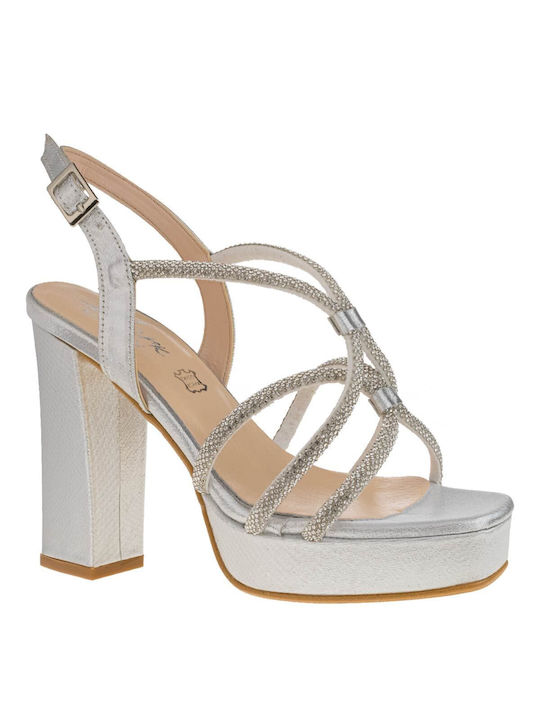 Mark Milan Damen Sandalen mit hohem Absatz in Silber Farbe