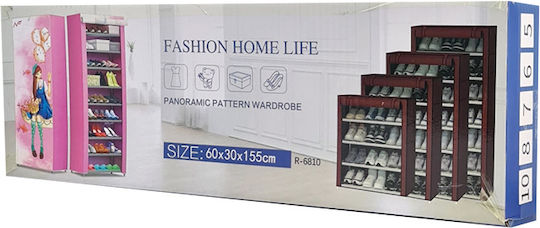 Stoff Schuhschrank mit 5 Regalen Gray L60xW30xH90cm