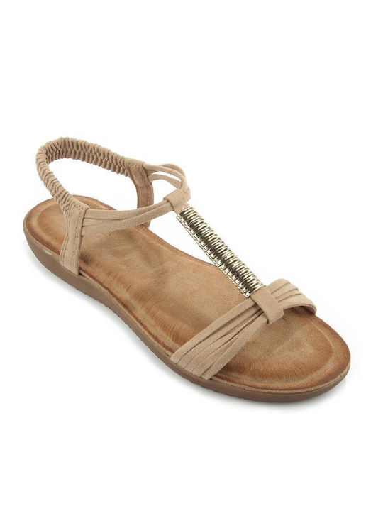 Fshoes Women's Flat Sandals in Beige Color