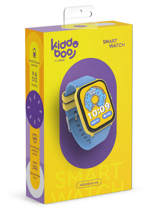 Kiddoboo Παιδικό Smartwatch 44.45mm 2.0 Γαλάζιο/Κίτρινο